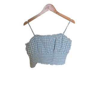 American Eagle Outfitters Blue and White Smocked Camisole